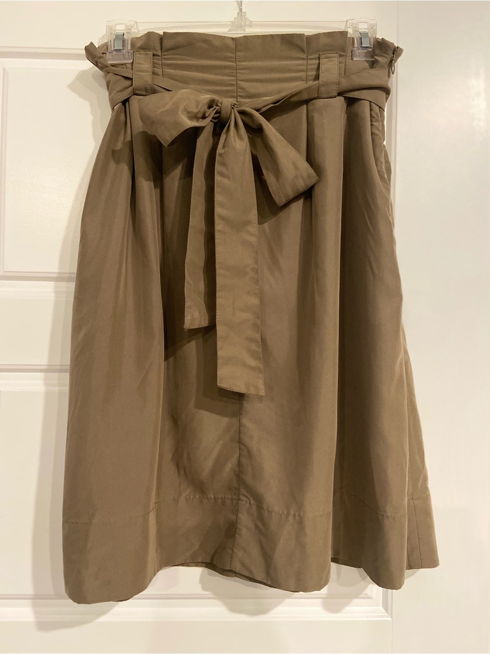 a new day Olive Paperbag Waist A-Line Skirt with Tie Belt
